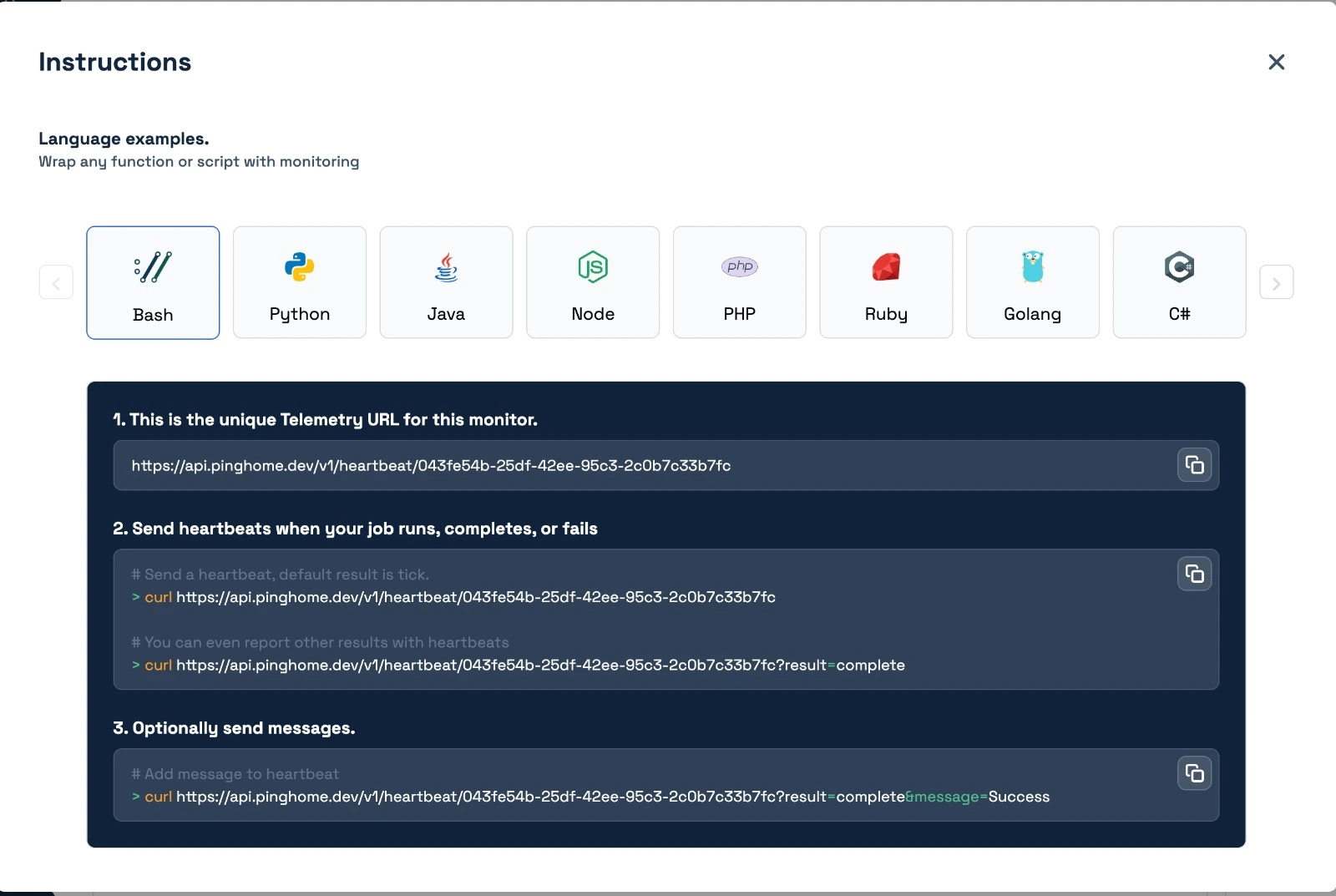 Pinghome-dan Cron Job-ların Monitorinqində İstifadə Olunan Curl komandaları