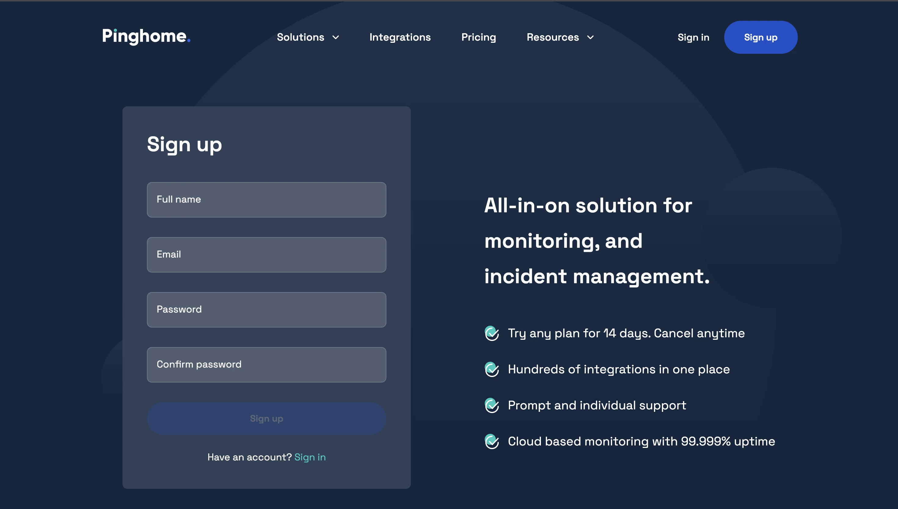 Pinghome-dan qeydiyyatdan keçin
